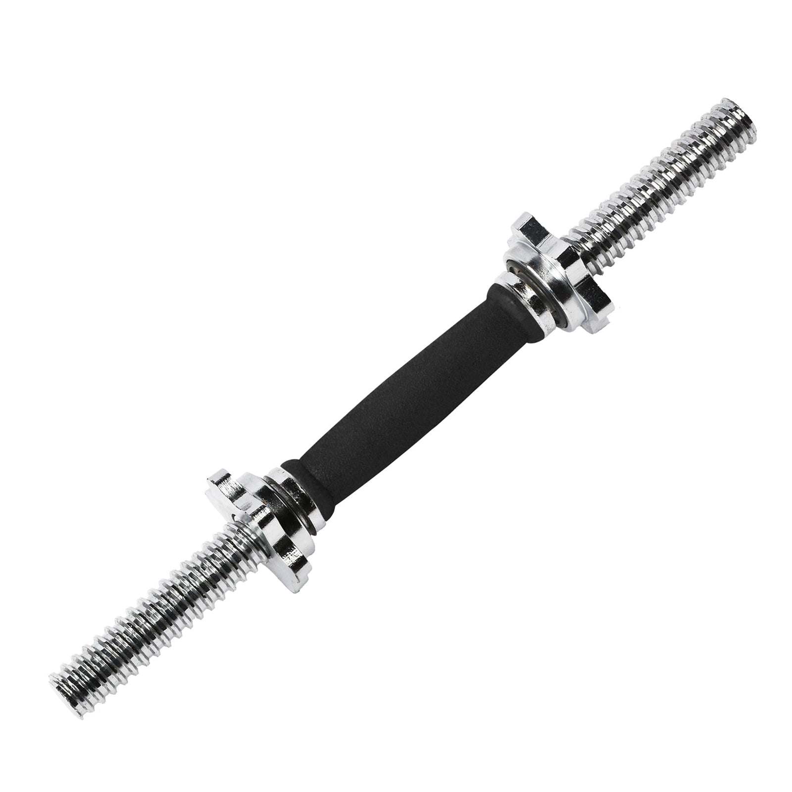 A 35cm dumbbell bar with chrome plated steel and two spinlock collars.