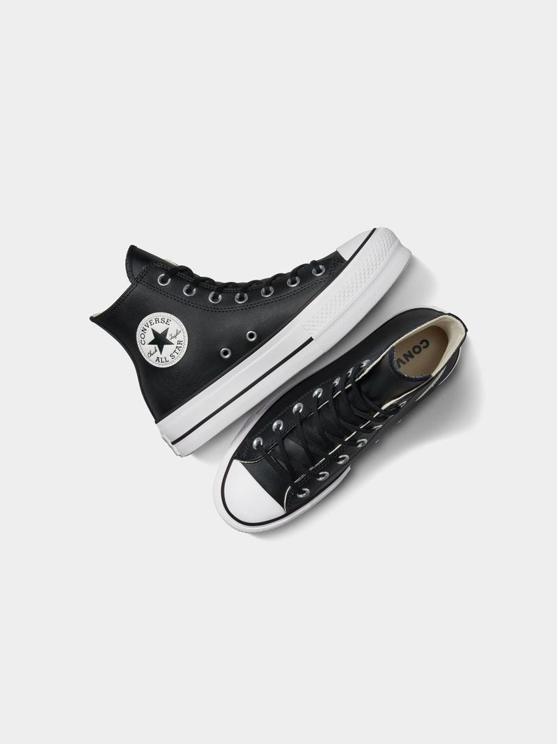 Women's Converse All Star Lift Leather Hi-Top Black Sneakers - Platform Comfort