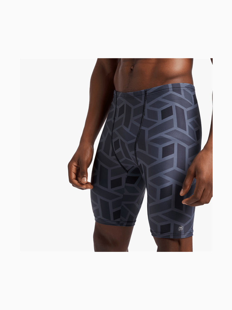 TS Men's All-Over Print Grey Swim Jammer - Durable, Stylish Performance Swimwear