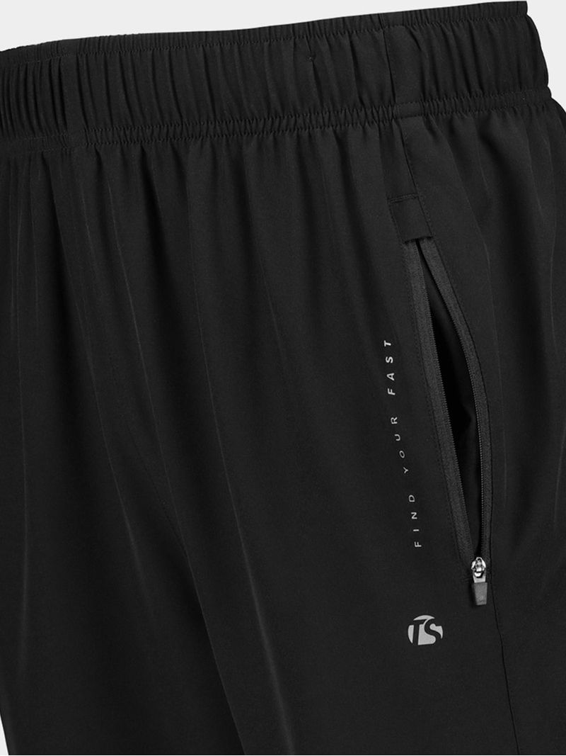 TS Men's 4-Way Stretch Active Black Pants: Comfort, Quick-Dry, Zipper Pocket