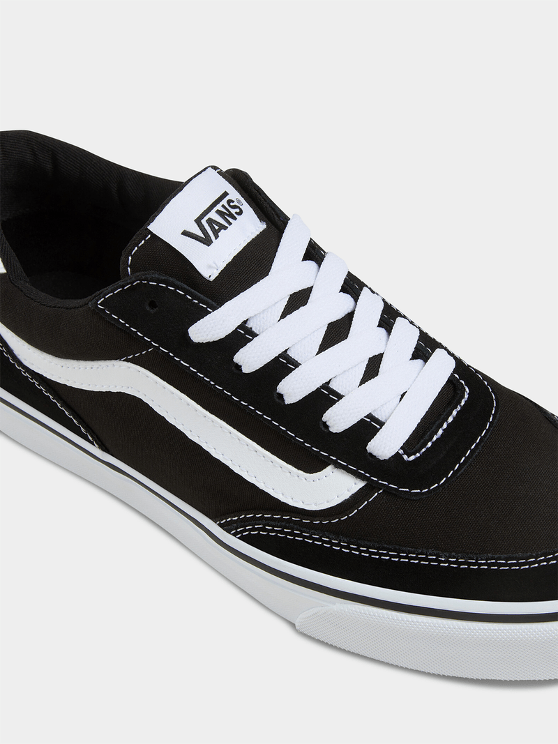 Vans Men's Brooklyn LS Skate Sneakers - Classic Black & White Canvas Shoes