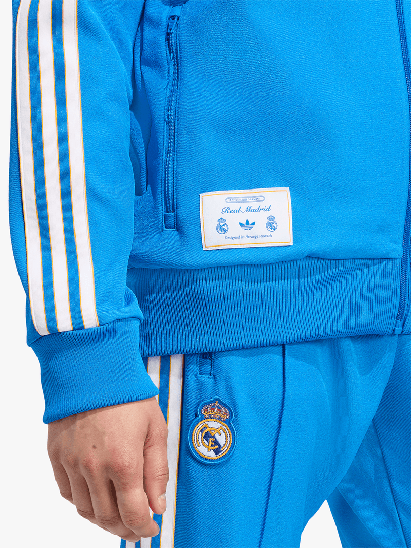 Adidas Men's Real Madrid Terrace Icons Blue Full-Zip Track Top Jacket