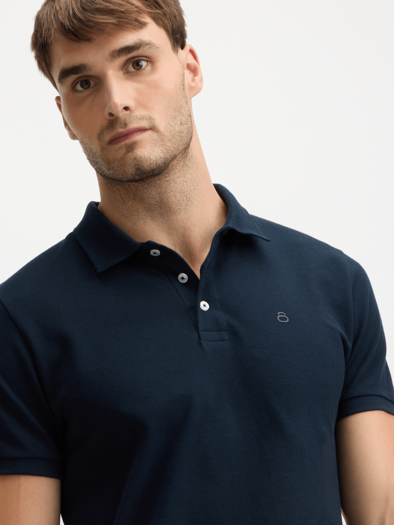 Men's Navy Pique Cotton Polo Shirt – Comfortable Everyday Golfer Top