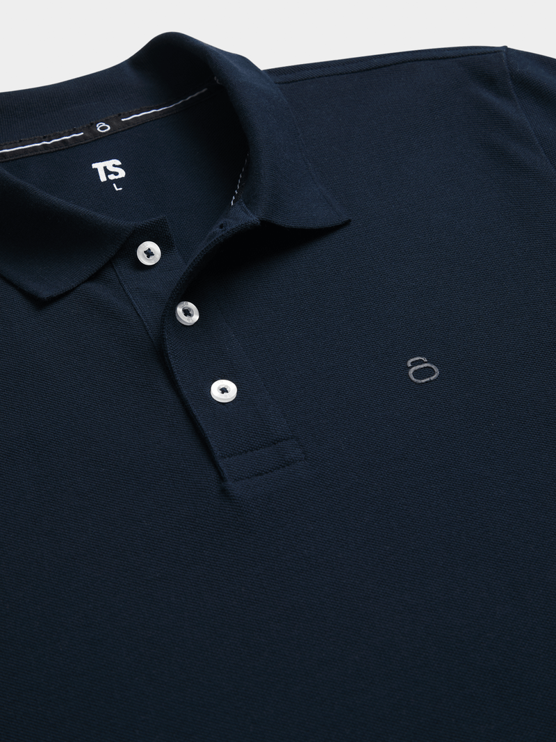 Men's Navy Pique Cotton Polo Shirt – Comfortable Everyday Golfer Top
