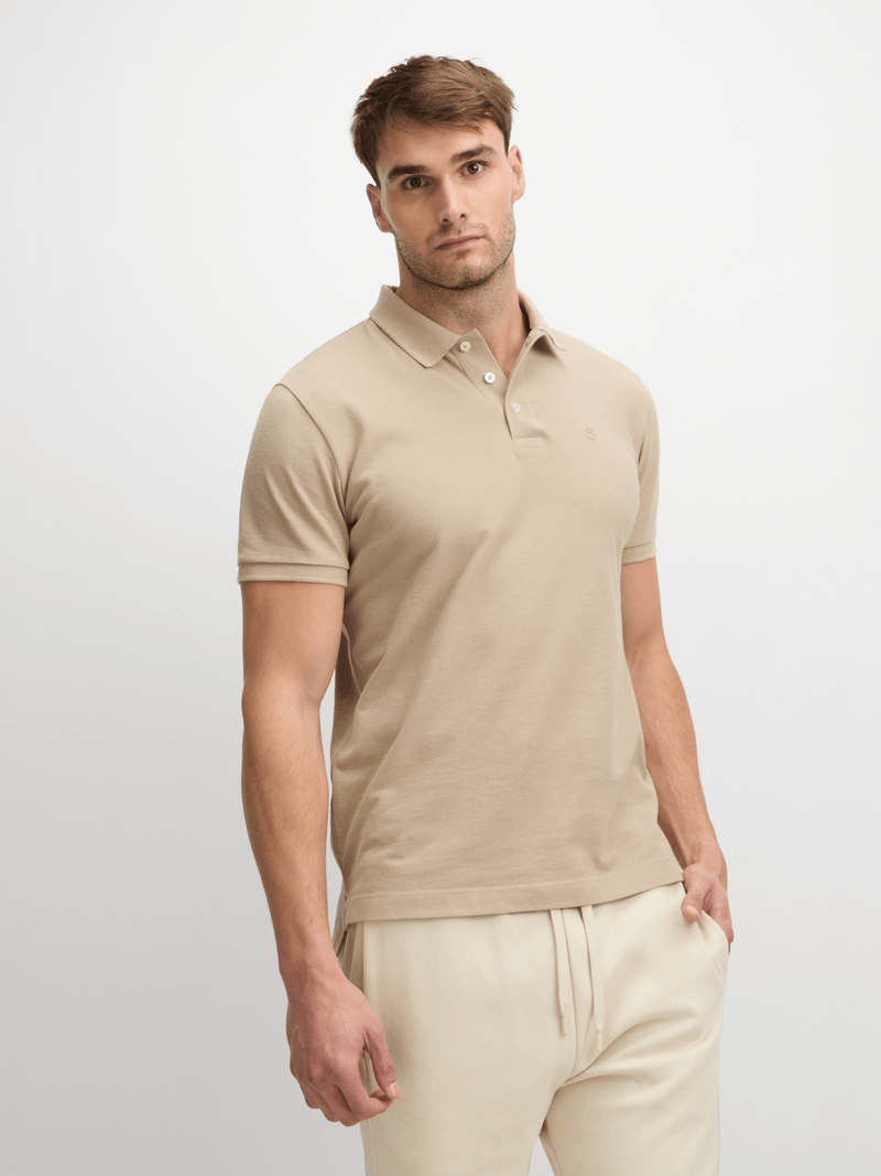 TS Men's Everyday Pique Stone Golfer Shirt - Comfortable Cotton Regular Fit