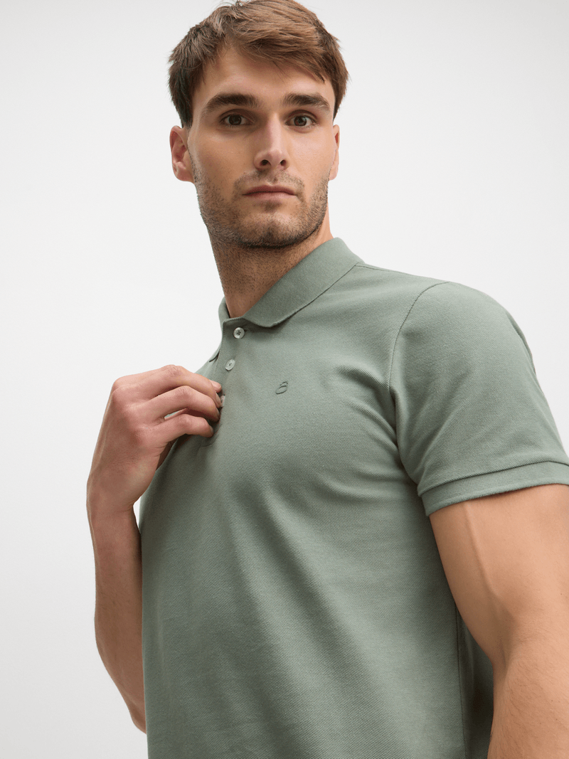 Men's Everyday Sage Pique Cotton Polo Shirt: Comfortable Regular Fit Golfer Top