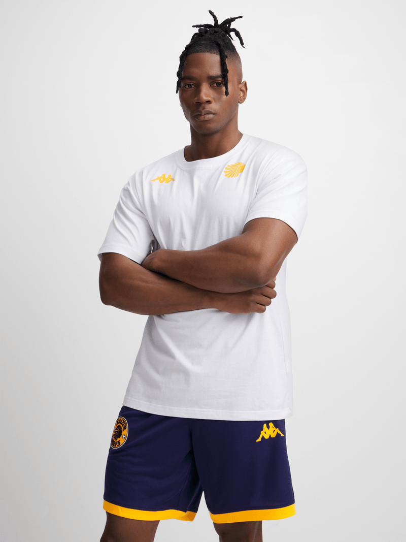Kappa Men's Kaizer Chiefs Amemod White Athletic Cotton Crew Neck Tee