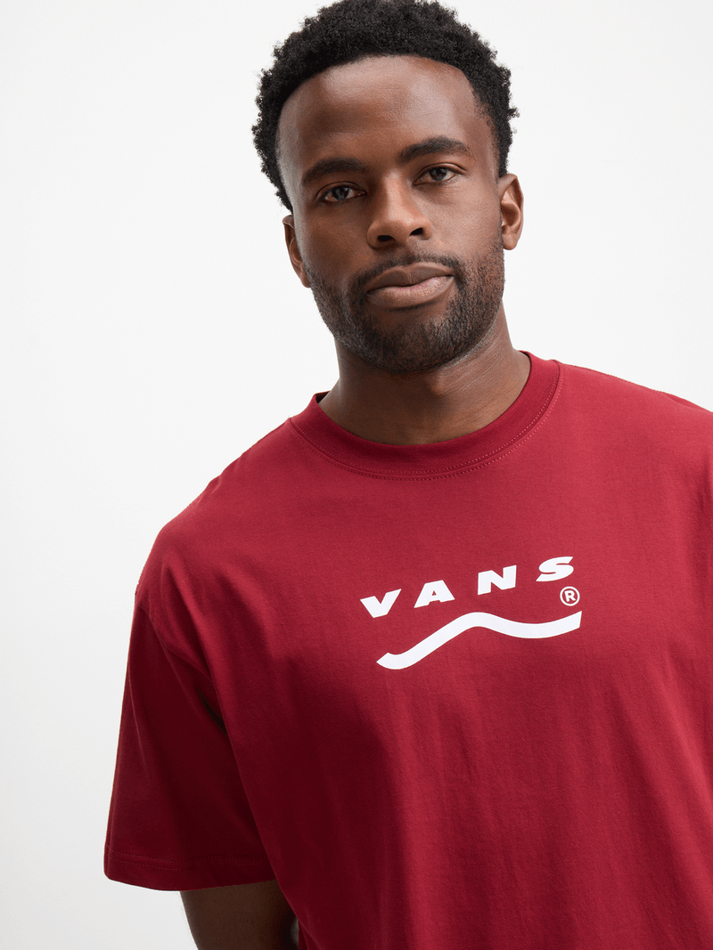 Vans Men's Classic Off The Wall Burgundy Cotton Short Sleeve Graphic Tee
