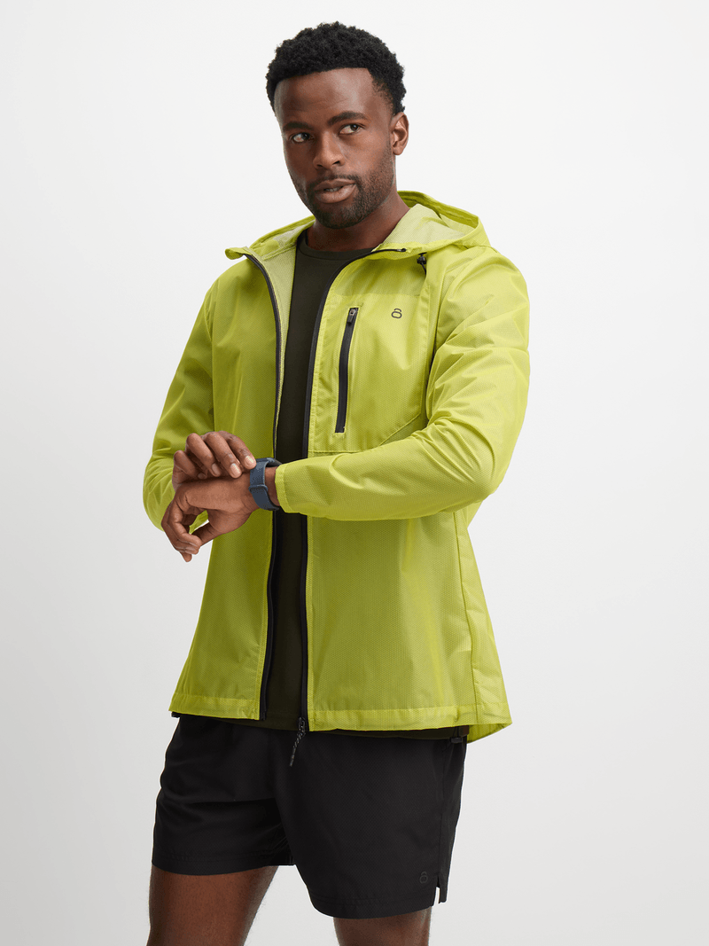 TS Men's Summit Marathon Ultralight Lime Running Jacket: Vented, Water-Resistant, Wind-Blocking