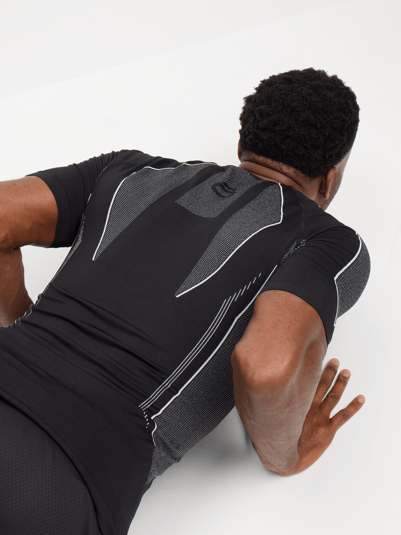 Men's Performance Short Sleeve Black Base Layer - Moisture-Wicking Compression Top