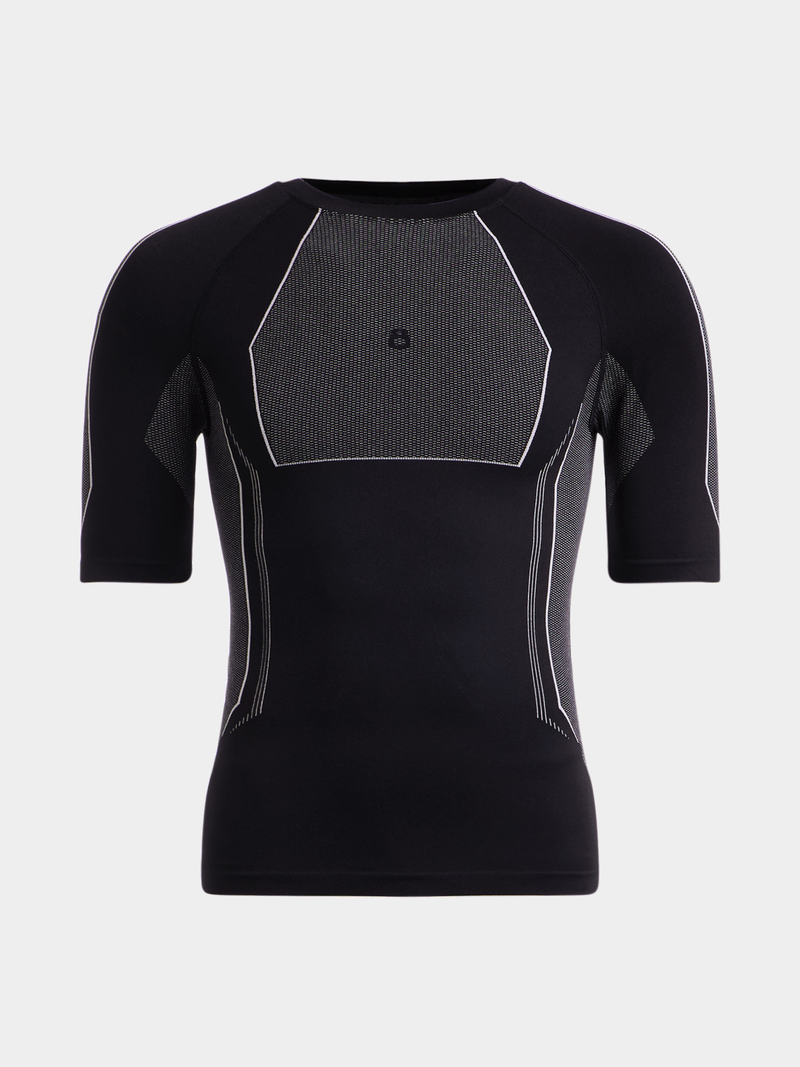 TS Men's Performance Black Short Sleeve Base Layer Tee - Moisture-Wicking, Seamless