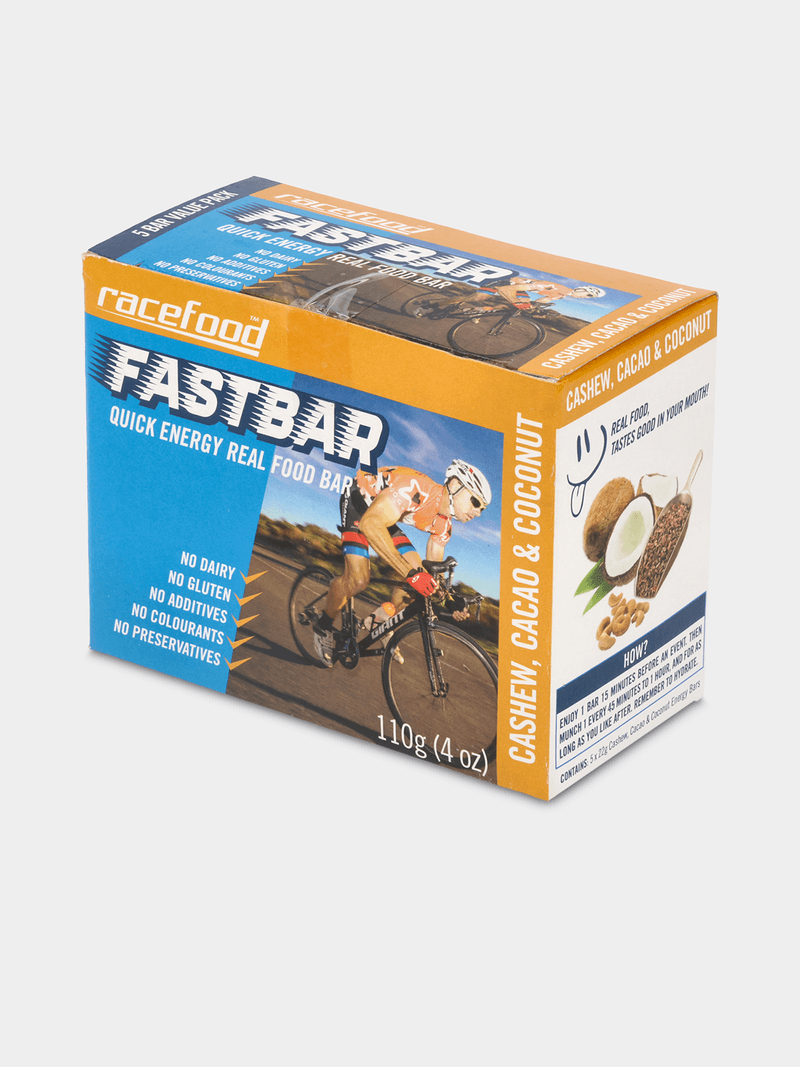 Racefood Fastbar 5-Pack: Quick Energy Cashew, Cacao & Coconut Real Food Bars