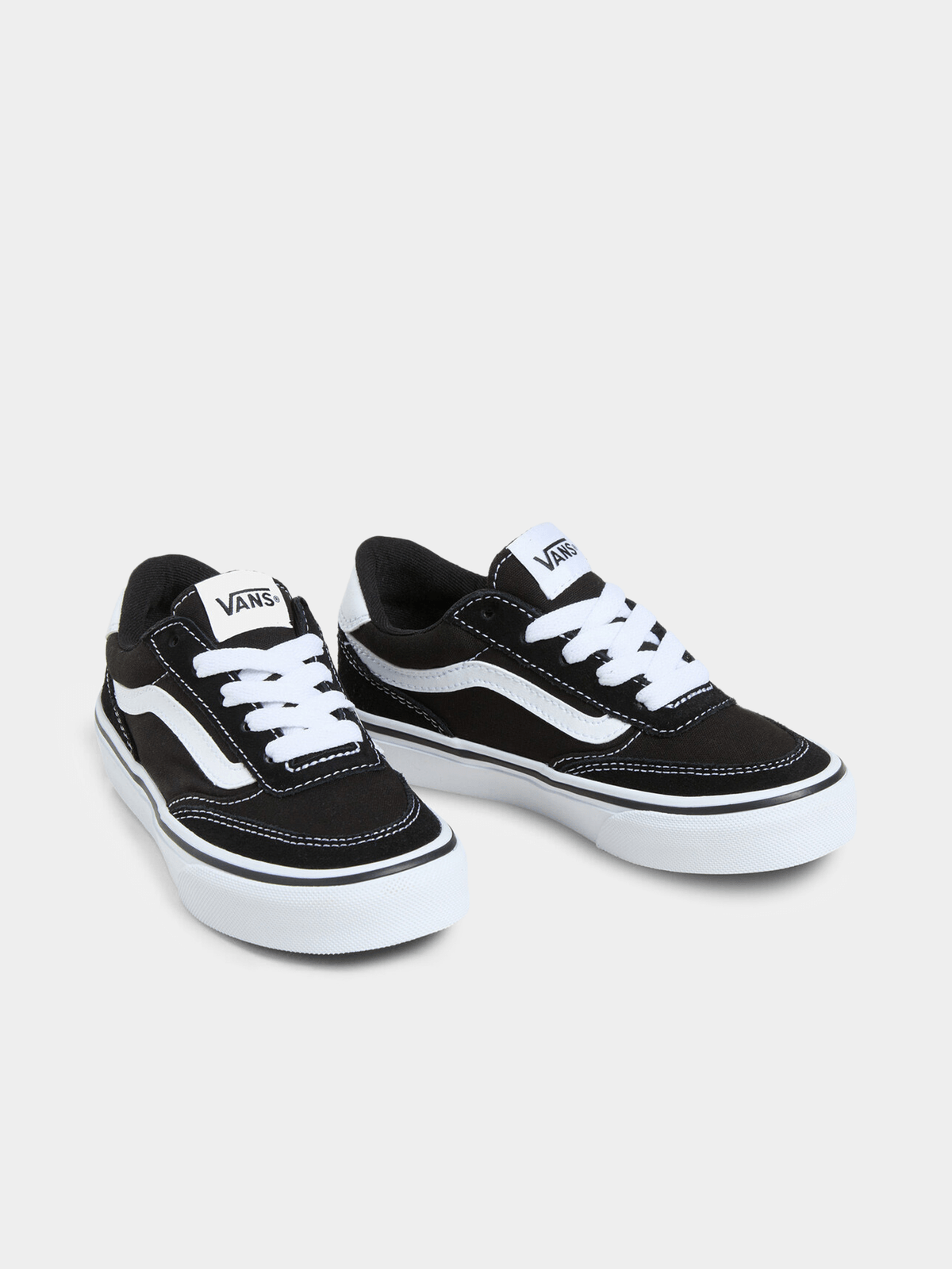 Vans Junior Grade-School Brooklyn Black White Canvas Low-Top Sneakers