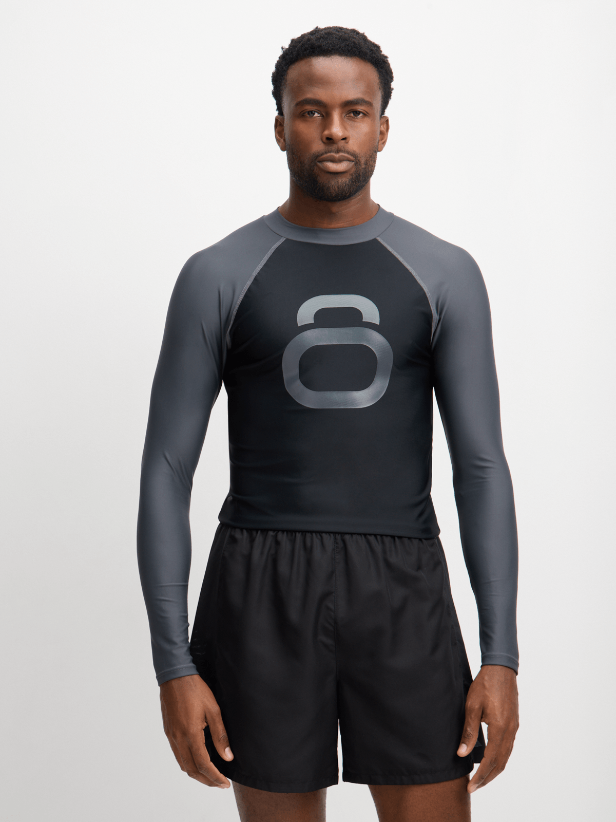TS KB Men's Long Sleeve Grey Black Rash Vest: UV Sun Protection Swim Shirt for Water Sports