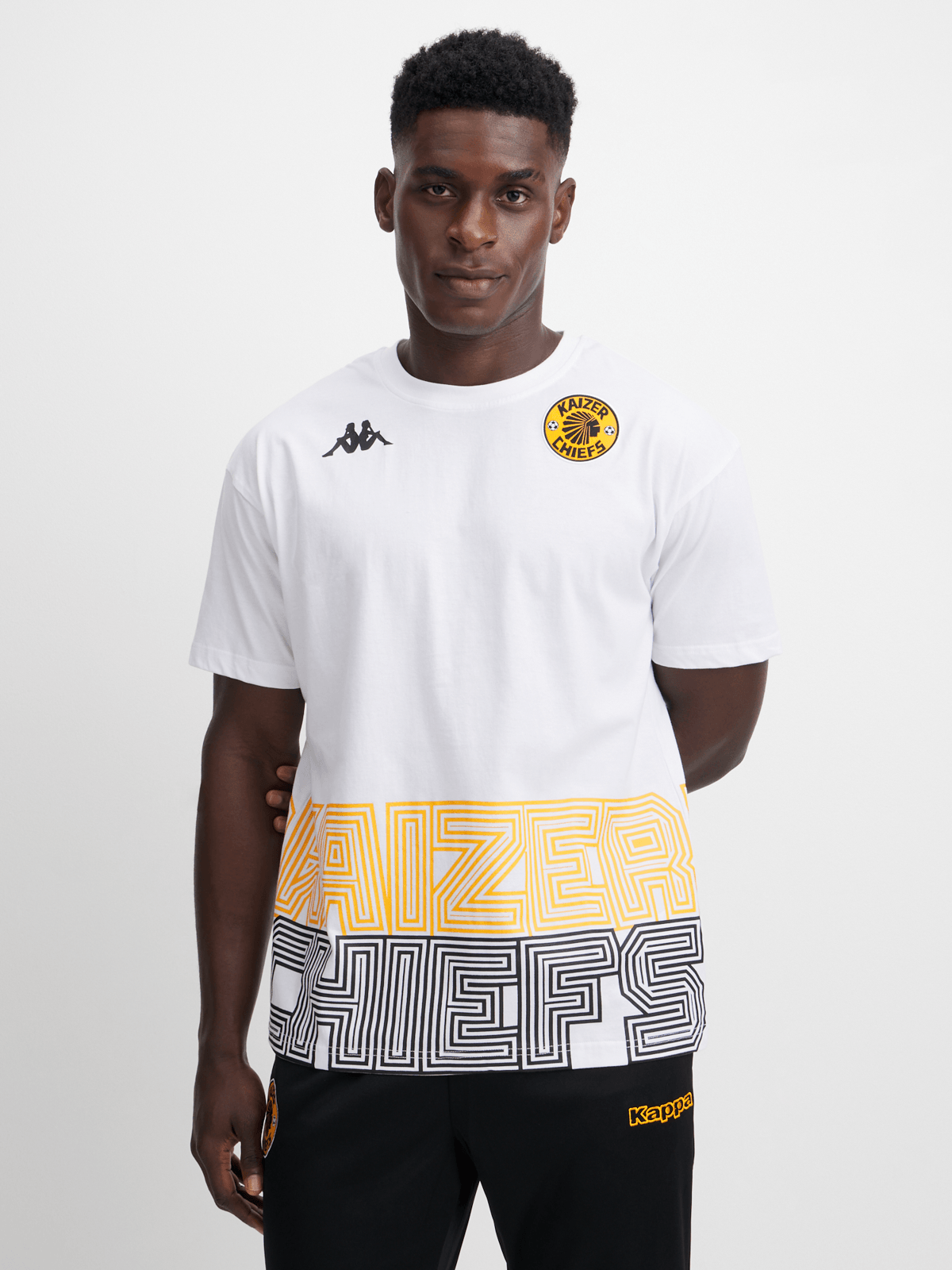 Kappa Men's Kaizer Chiefs Ametod White Tee - Official Fan Gear Cotton T-Shirt