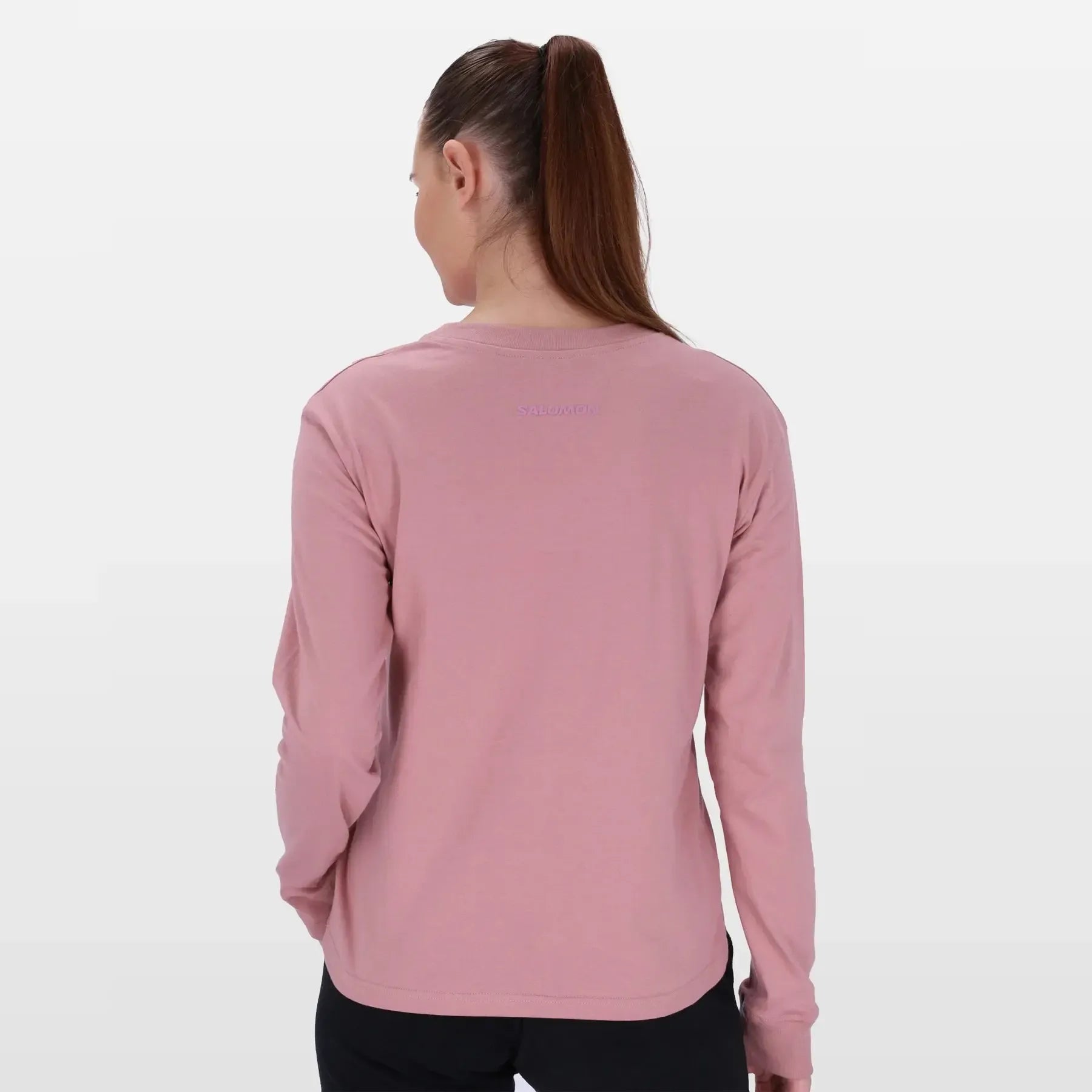 Salomon Ladies Long Sleeve Emblem T-shirt, Regular Fit, 100% Cotton, Comfortable Activewear