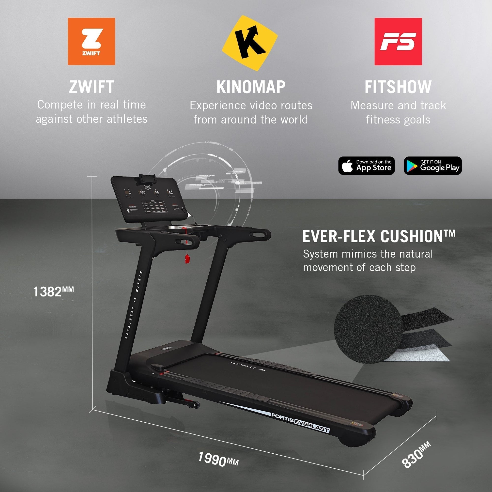 EVERLAST FORTIS TREADMILL with Bluetooth & Fitness Apps
