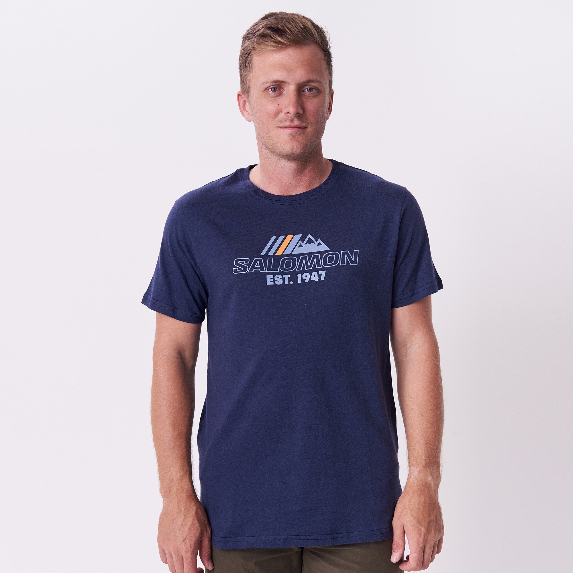 Salomon Men's High Peak Cotton Graphic Tee – Regular Fit, Night Sky