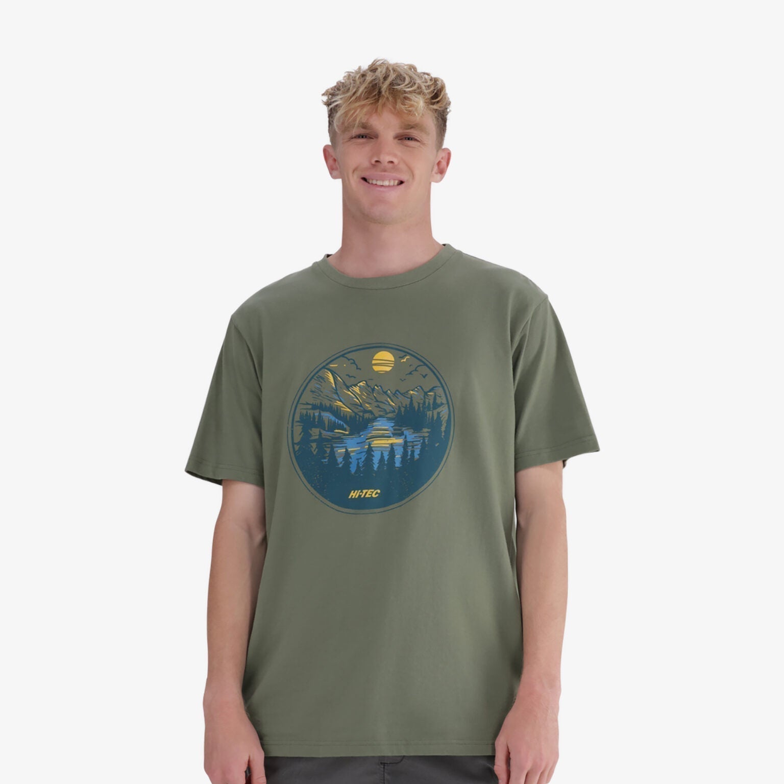 Hi-Tec Men's Forest Trail Cotton Tee: Comfortable, Breathable Olive Casual T-Shirt