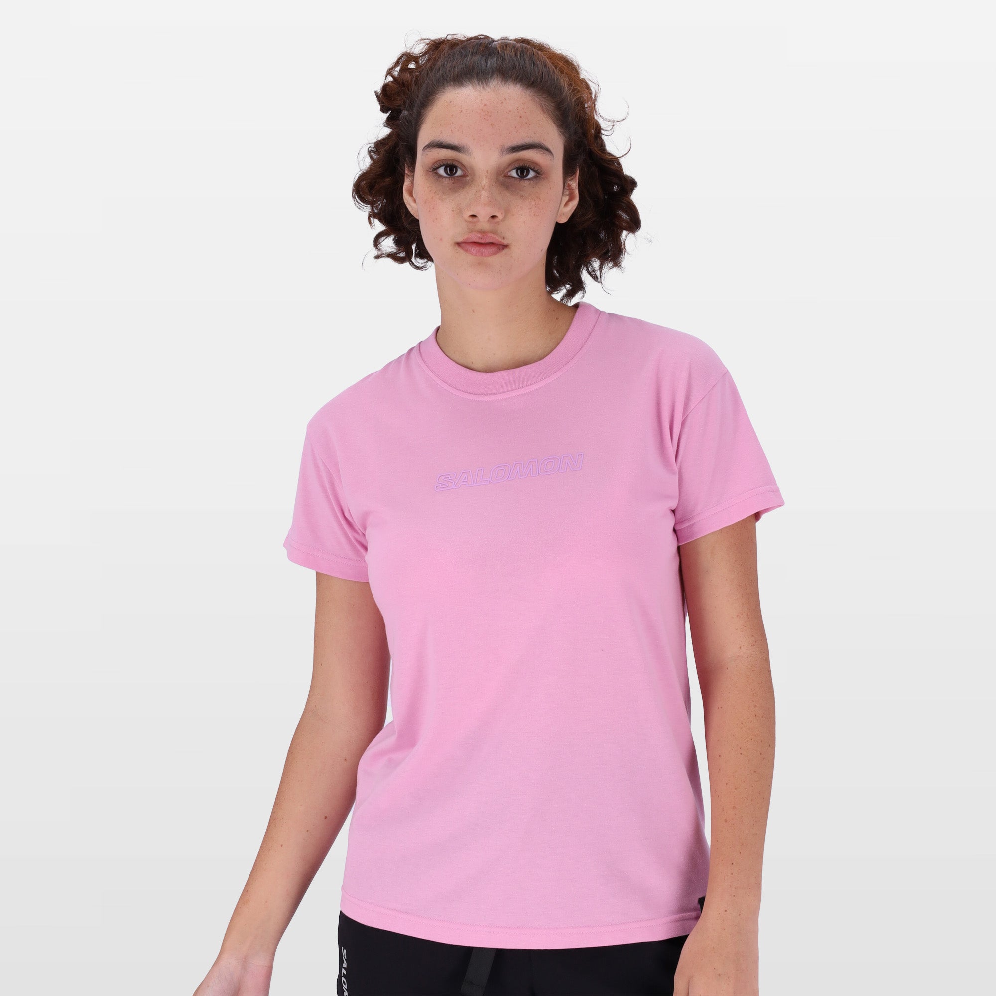 Salomon Women's Outline Logo Graphic Lightweight Performance Short Sleeve T-Shirt