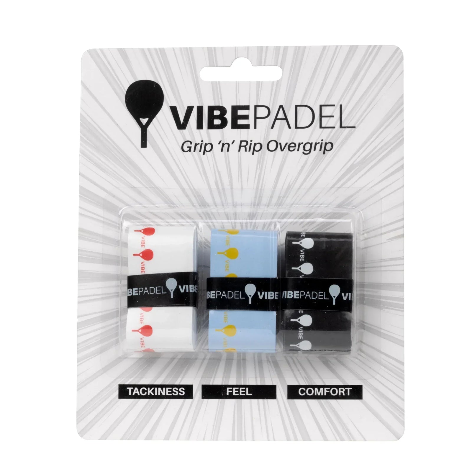 Vibe Padel Grip 'n' Rip Overgrips - Black & White Vibes
