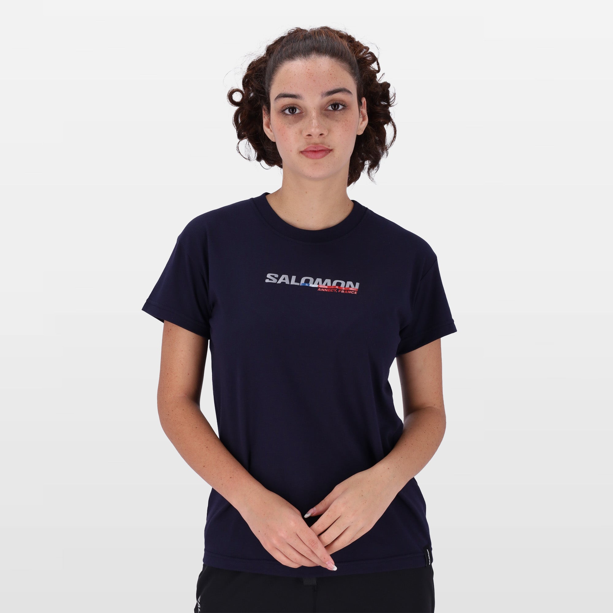 Salomon Women's Strike Out Active T-Shirt: Navy Blazer, Performance Fit, Comfort