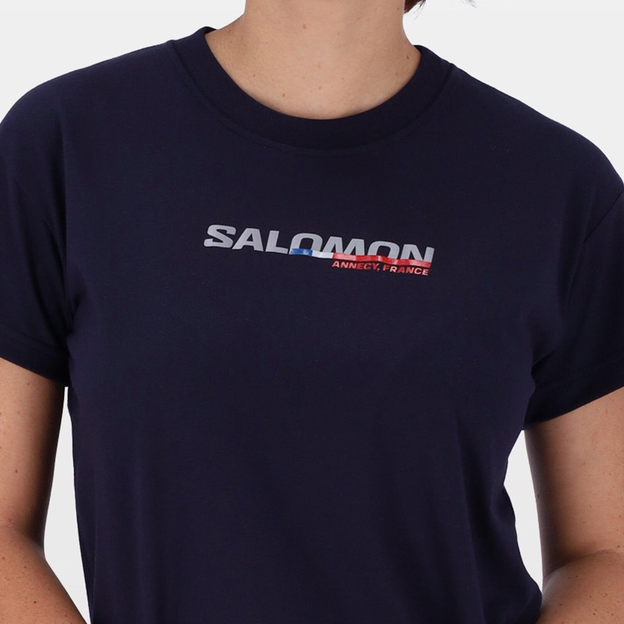 Salomon Women's Strike Out Active T-Shirt: Navy Blazer, Performance Fit, Comfort