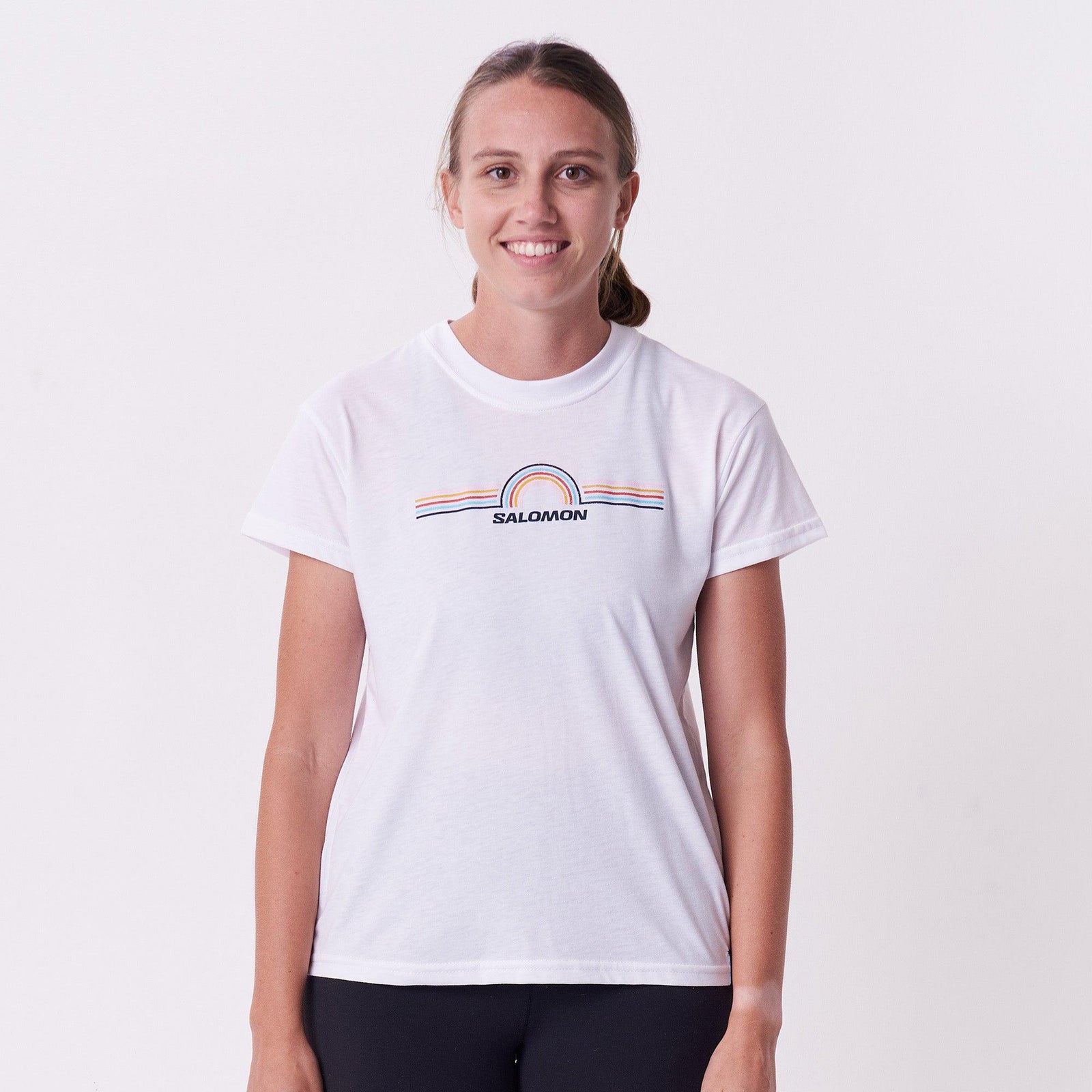 Salomon Women's Sunrise Cotton Tee - Casual Regular Fit Graphic Short Sleeve