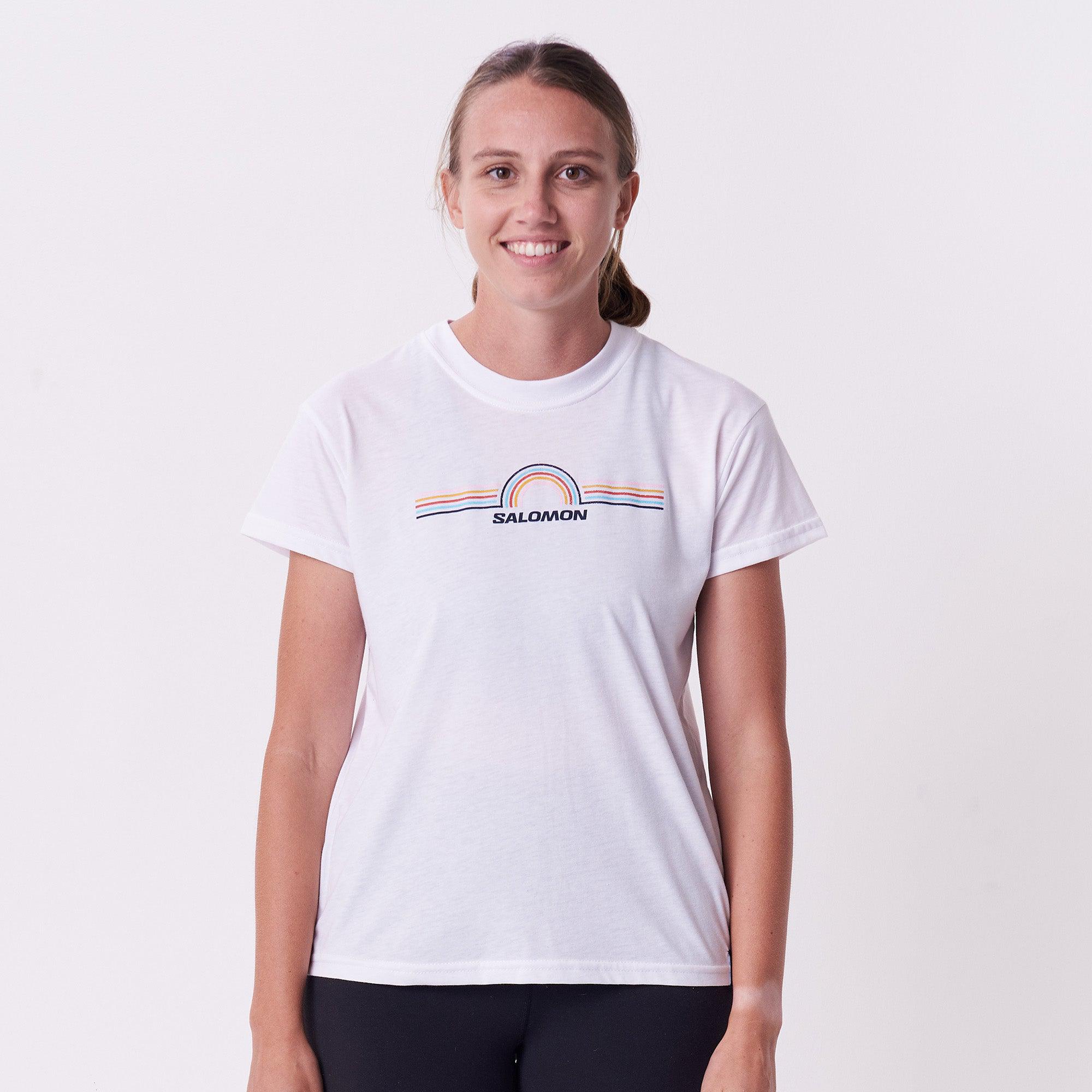 Salomon Women's Sunrise Cotton Tee - Casual Regular Fit Graphic Short Sleeve