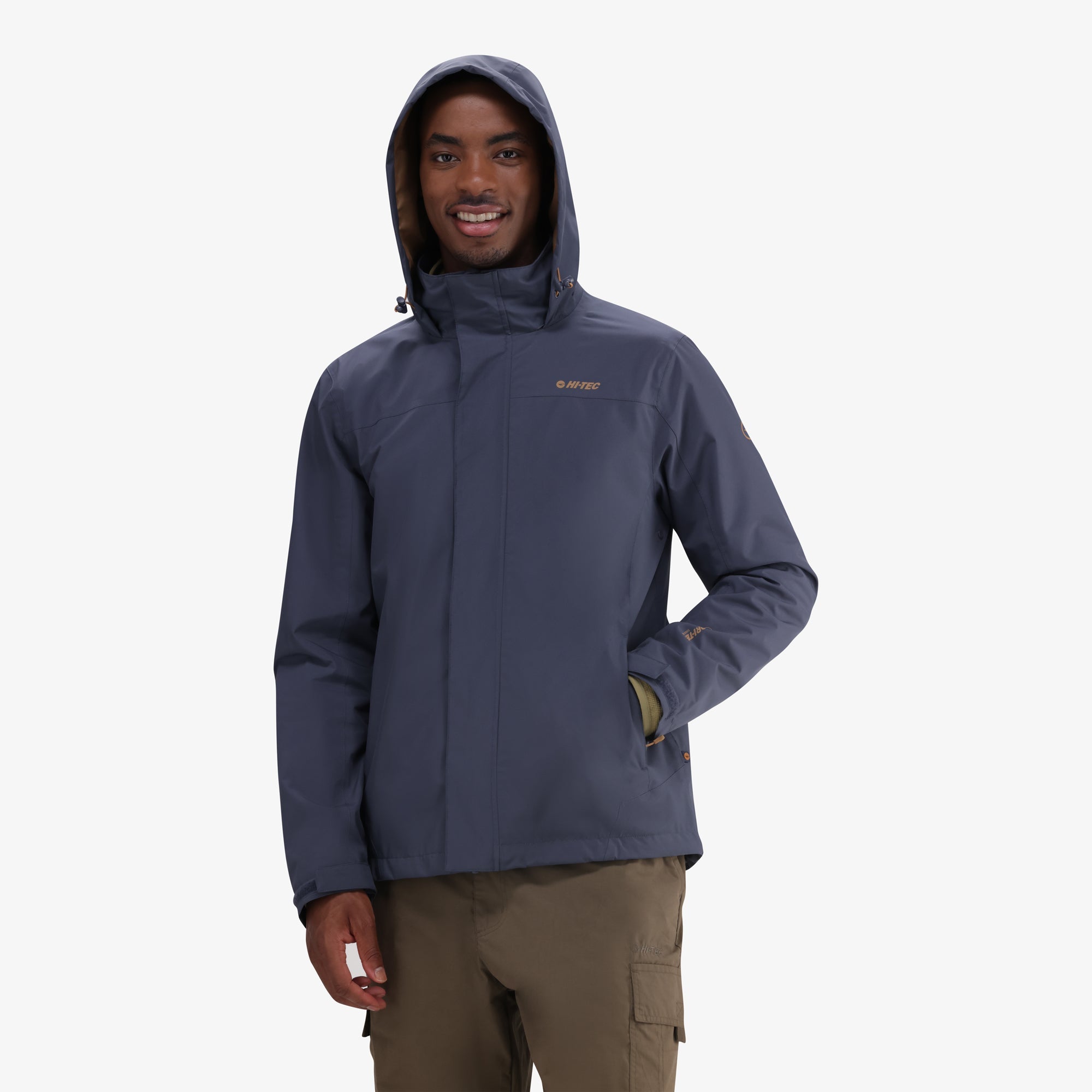 Hi-Tec Orati Men's All-Weather Waterproof Breathable Jacket with Stowaway Hood