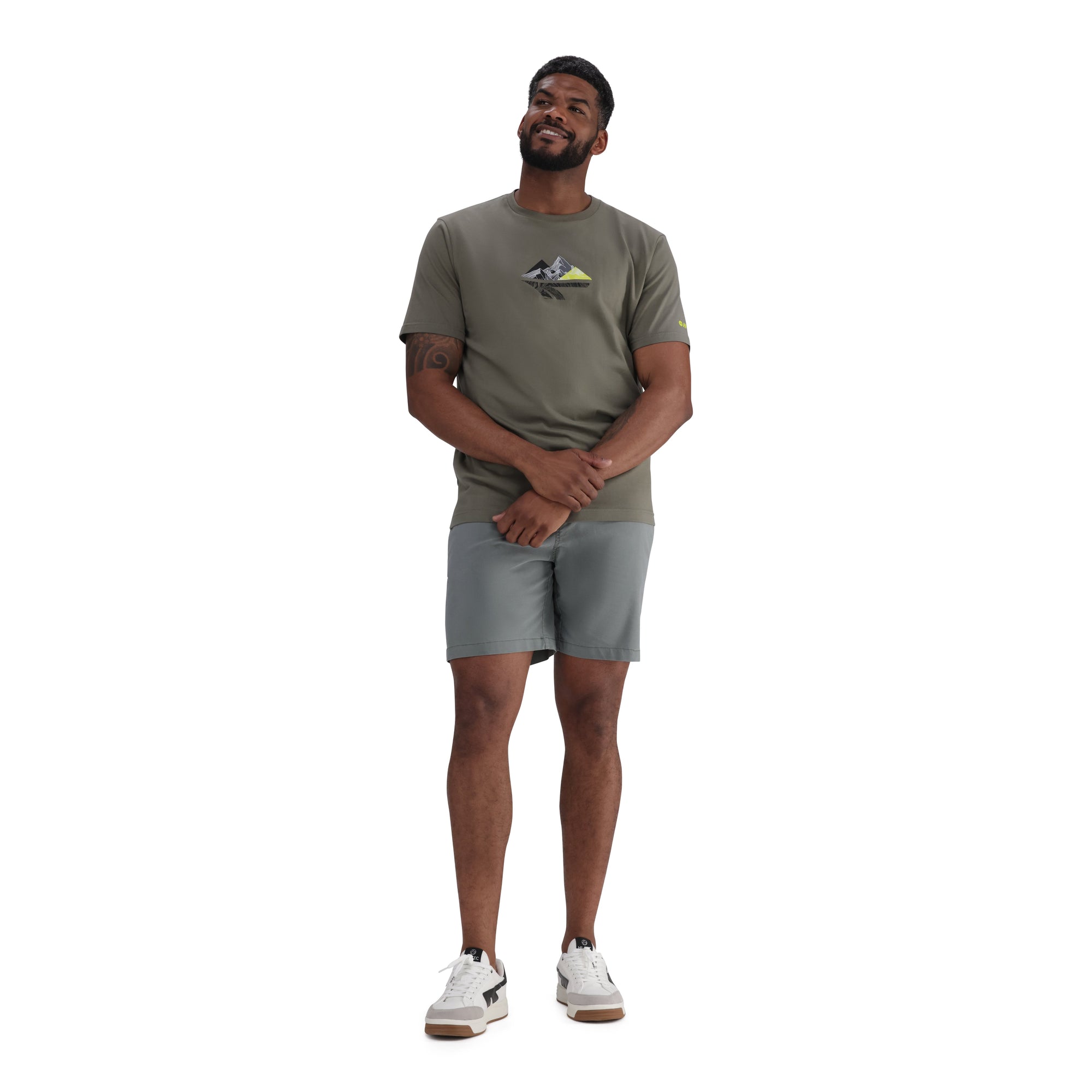Hi-Tec Men's Pinnacle Dusty Olive Cotton Graphic Short Sleeve T-Shirt