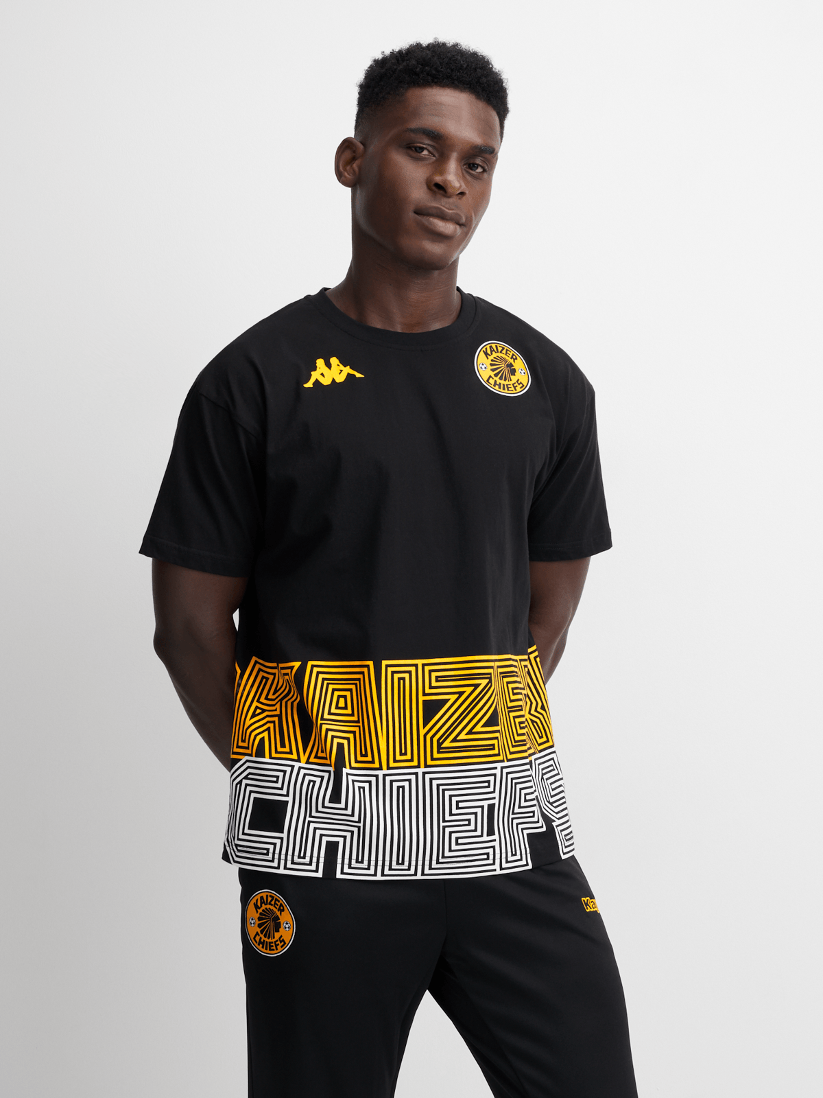 Official Kappa Kaizer Chiefs Ametod Black Tee: Premium Cotton Fan Gear Shirt
