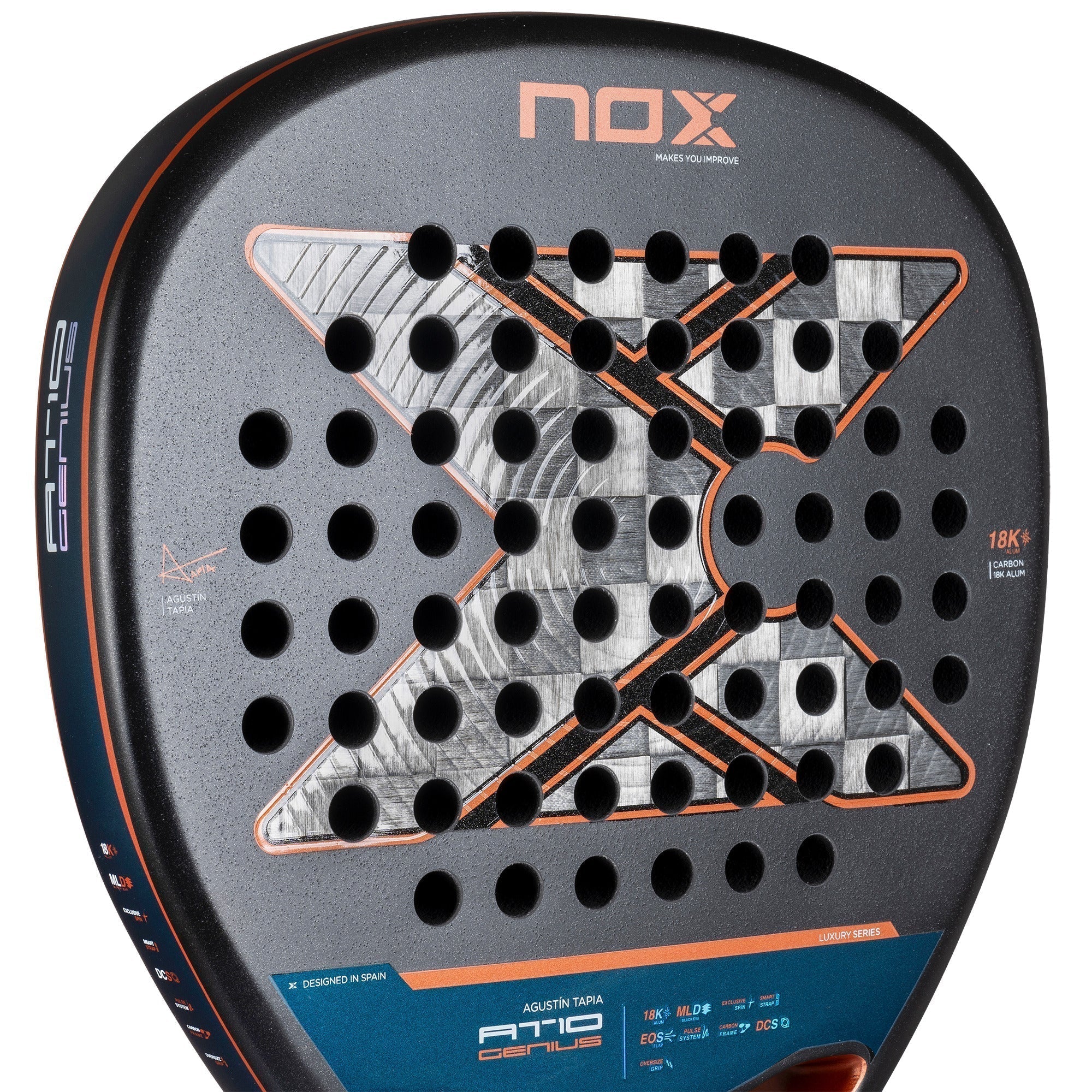 NOX AT10 Genius Attack 18K Alum Padel Racket - Face