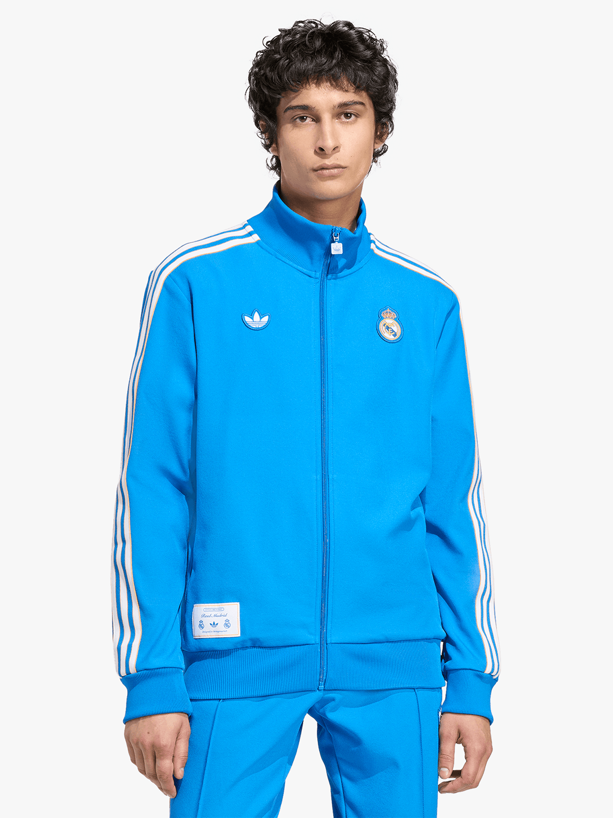 Adidas Men's Real Madrid Terrace Icons Blue Full-Zip Track Top Jacket