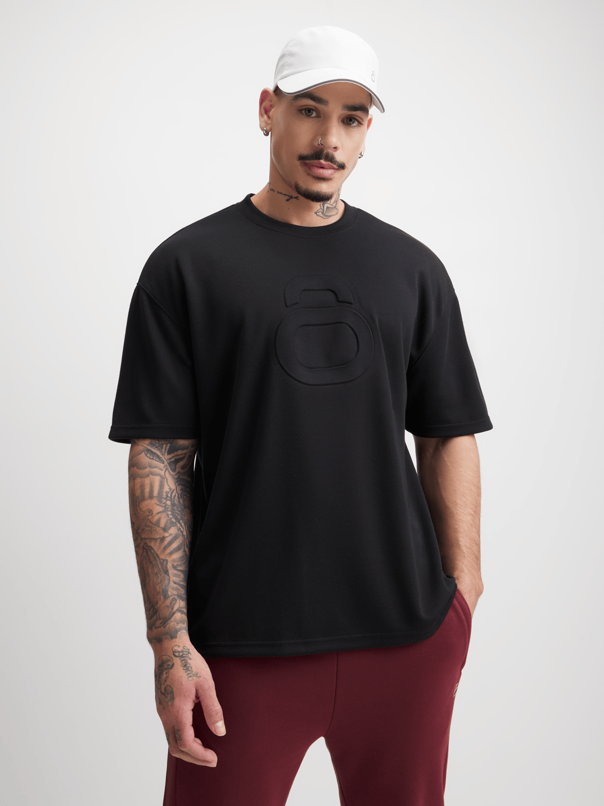 Men's Premium Tonal Black Tee - Durable Interlock Fabric for Training