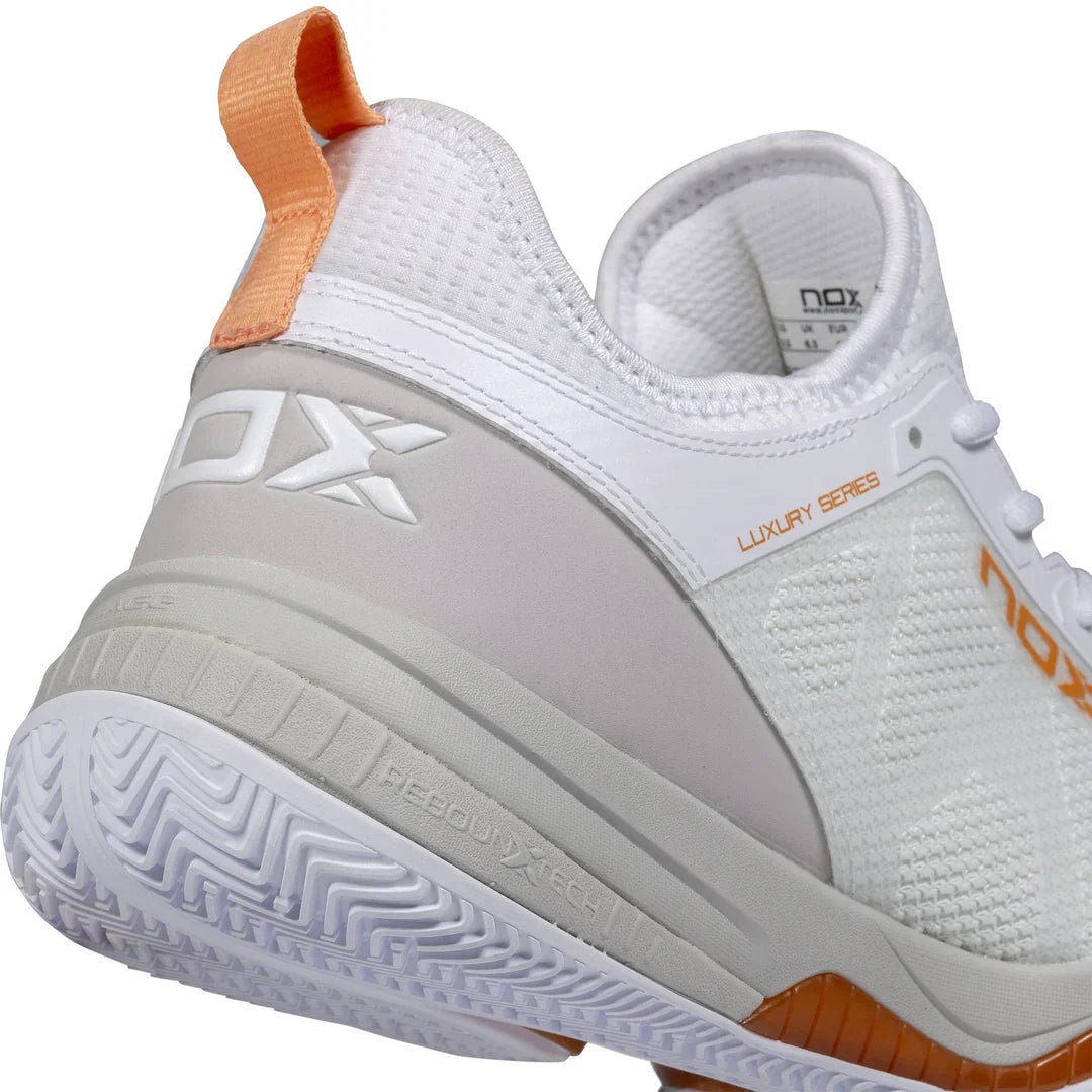 Nox NERBO Padel Shoe - White/Coral-Heel