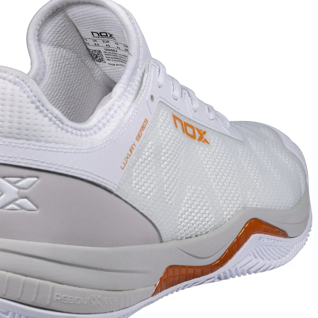 Nox NERBO Padel Shoe - White/Coral-Right Back
